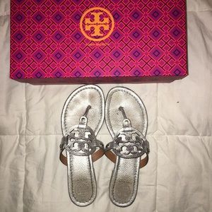 Silver Tory Burch Miller Sandals
